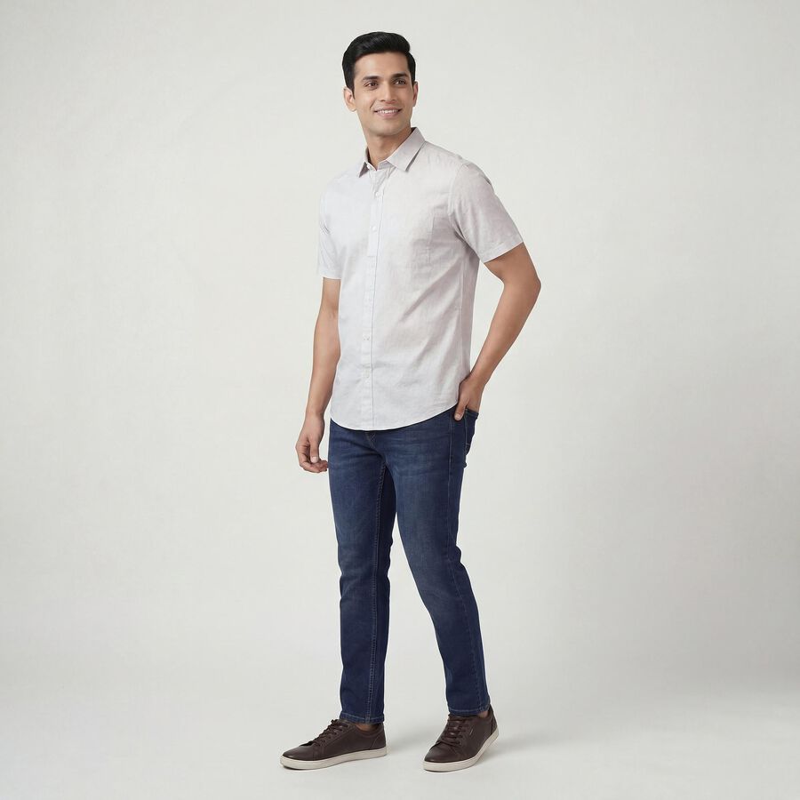 Men's Off-White Cotton Spread Collar Casual Shirt, Off White, large