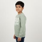 Boys Light Sage Green Crew Neck Casual Sweatshirt, हल्का हरा, small image number null