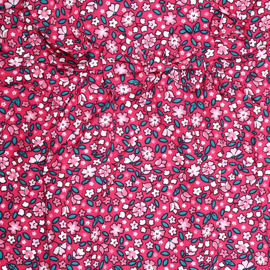 Girls' Cotton Frock, रानी (फ्यूशिया), large image number null