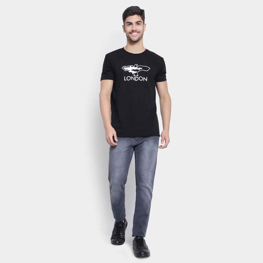 Round Neck T-Shirt, Black, large image number null