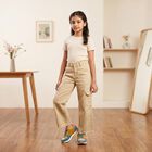 Girls' Beige Relaxed Fit Cargo Jeans, Off White, small