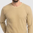 Men's Beige Crew Neck Regular T-Shirt, Beige, small