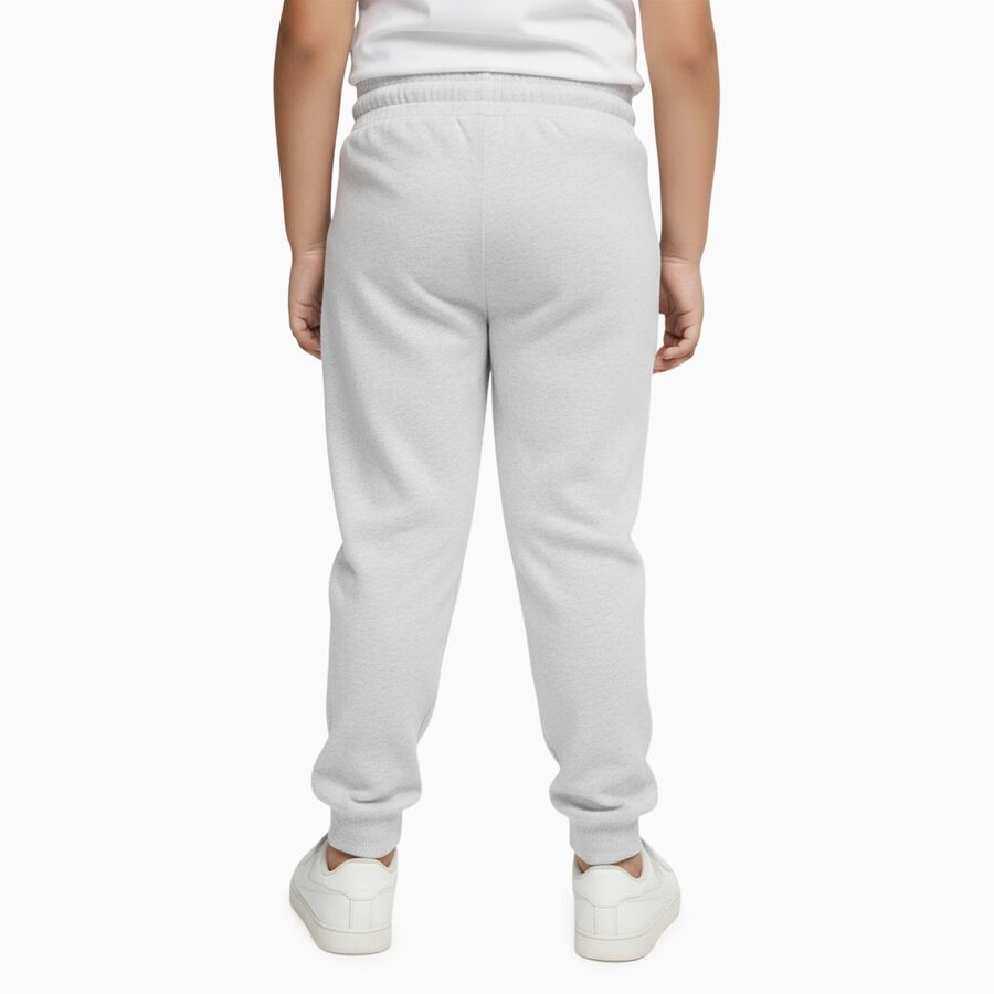 Boys' Light Grey Cotton Blend Jogger Pyjama with Black Knee Patches, एक्रू मिश्रित, large