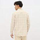 Men's Beige Cotton Classic Casual Shirt, Off White, small