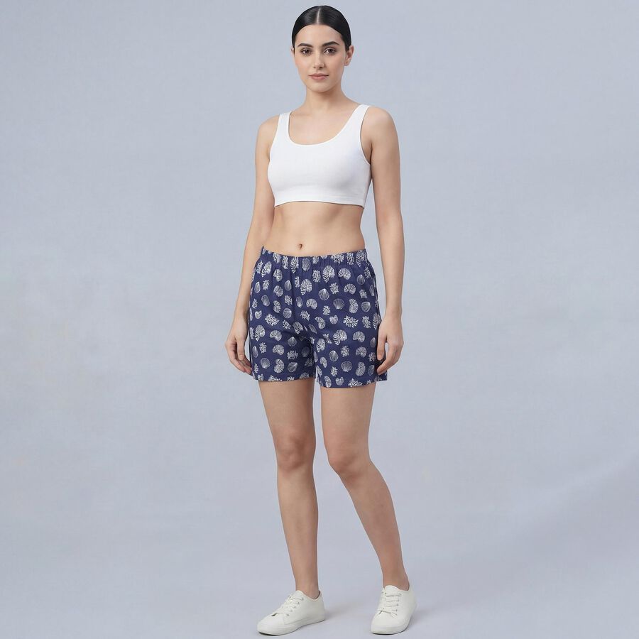 Women's Navy Blue Regular Fit Drawstring Shorts, Dark Blue, large