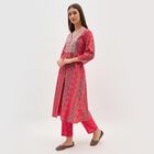 Women's Bright Crimson Red Embroidered Ethnic Set, Fuchsia, small image number null