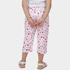Girls' White Regular Fit Heart Printed Capri, White, small