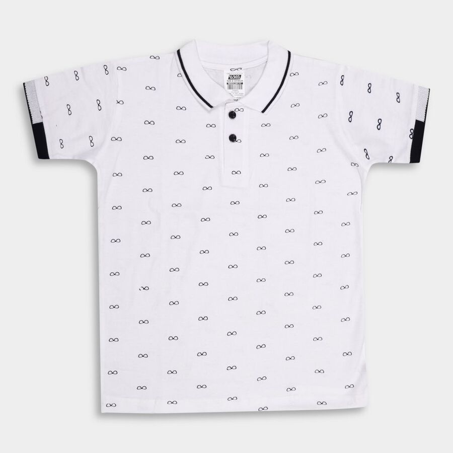 Boys' Cotton Half Sleeves T-Shirt, White, large image number null