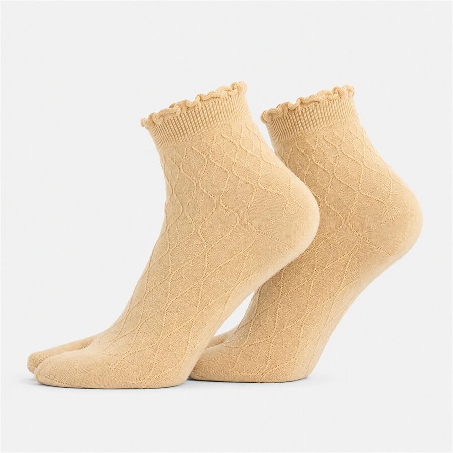 Women's Beige Regular Fit Pack of 1 Socks, Beige, large