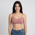 Women's Brown Cotton Blend Scoop Neck Bralette Bra, भूरा, small