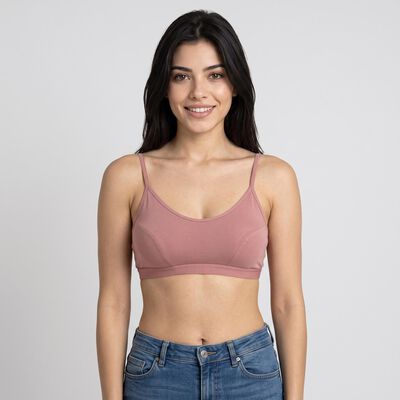 Women's Brown Cotton Blend Scoop Neck Bralette Bra