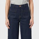 Women's Navy Blue Wide Leg High-Rise Patch Pocket Jeans, Dark Blue, small