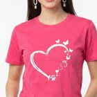 Women's Fuchsia Round Neck Regular T-Shirt, Fuchsia, small