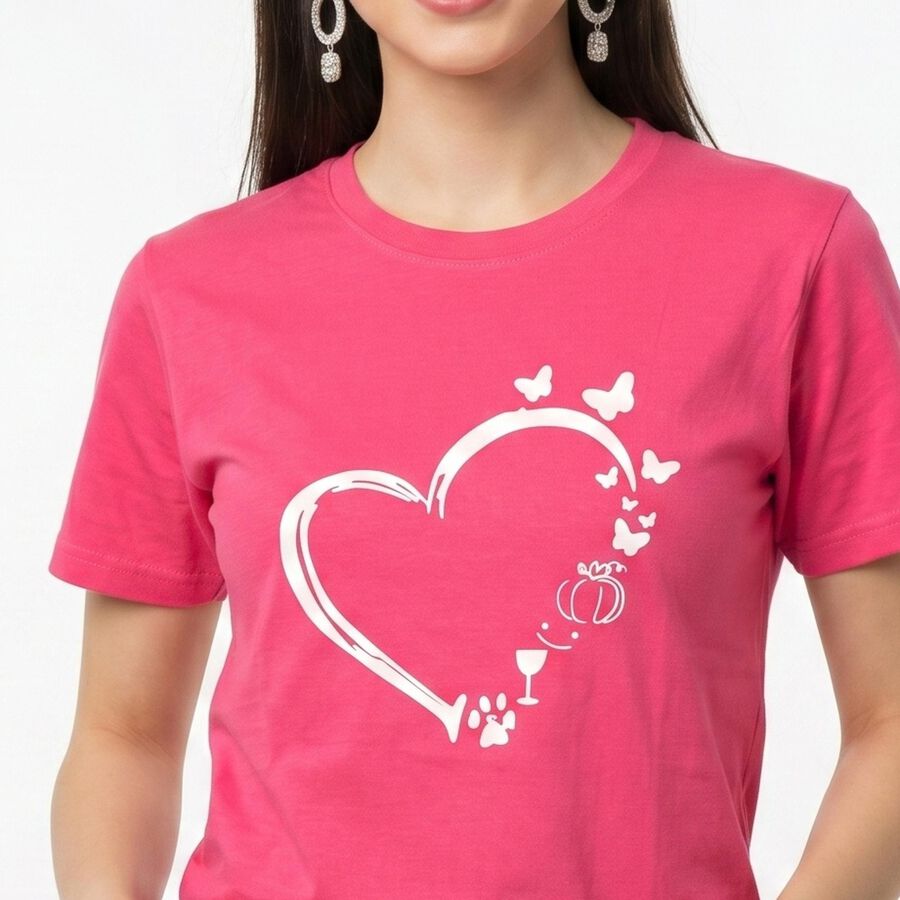 Women's Fuchsia Round Neck Regular T-Shirt, Fuchsia, large