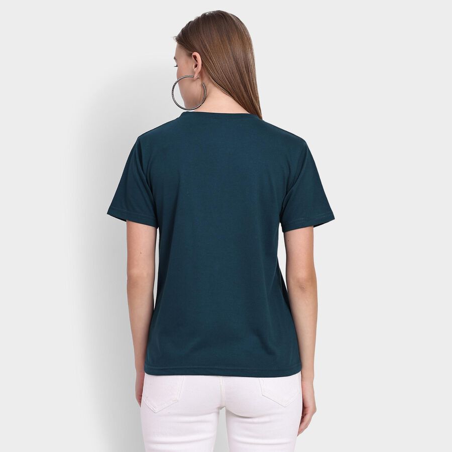 Ladies' Round Neck T-Shirt, गहरा हरा, large image number null