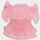 Girls' Bright Pink High Neck Romantic T-Shirt, गुलाबी, small image number null