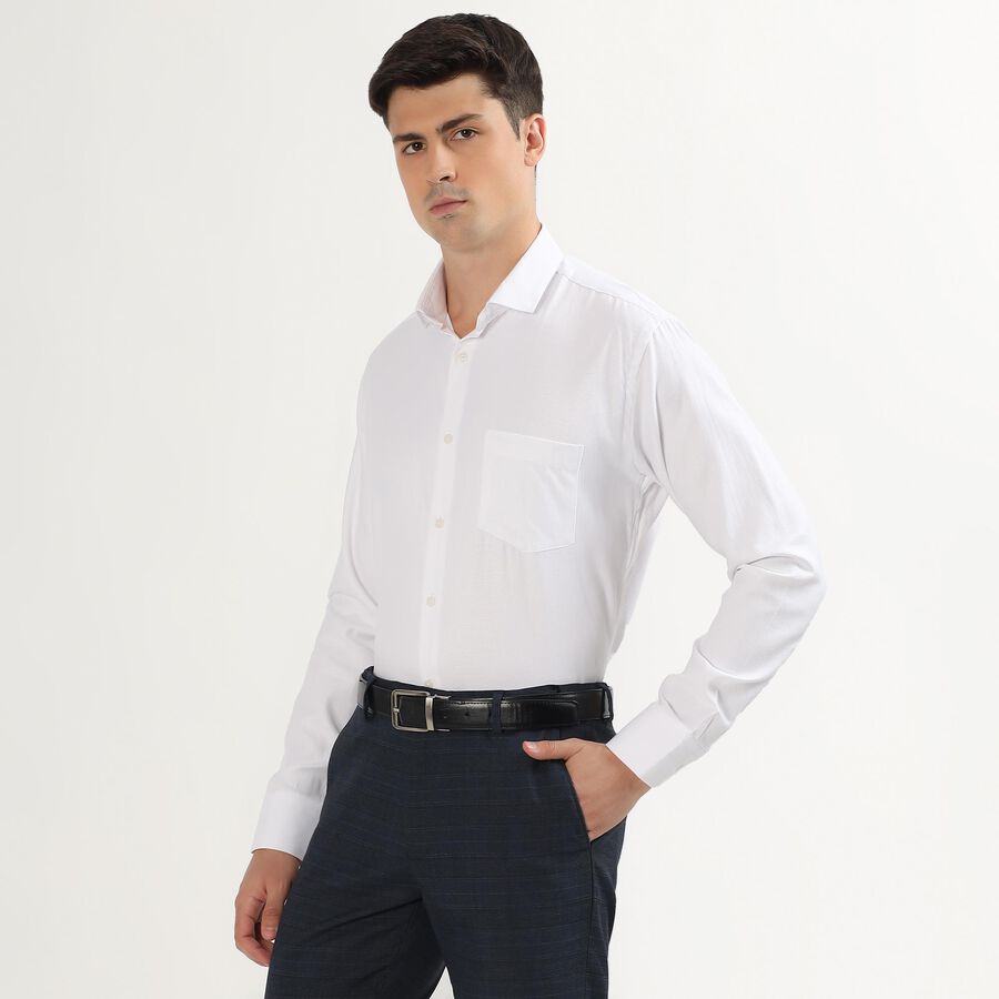 Men's Rich Eggshell White Classic Formal Shirt, सफ़ेद, large