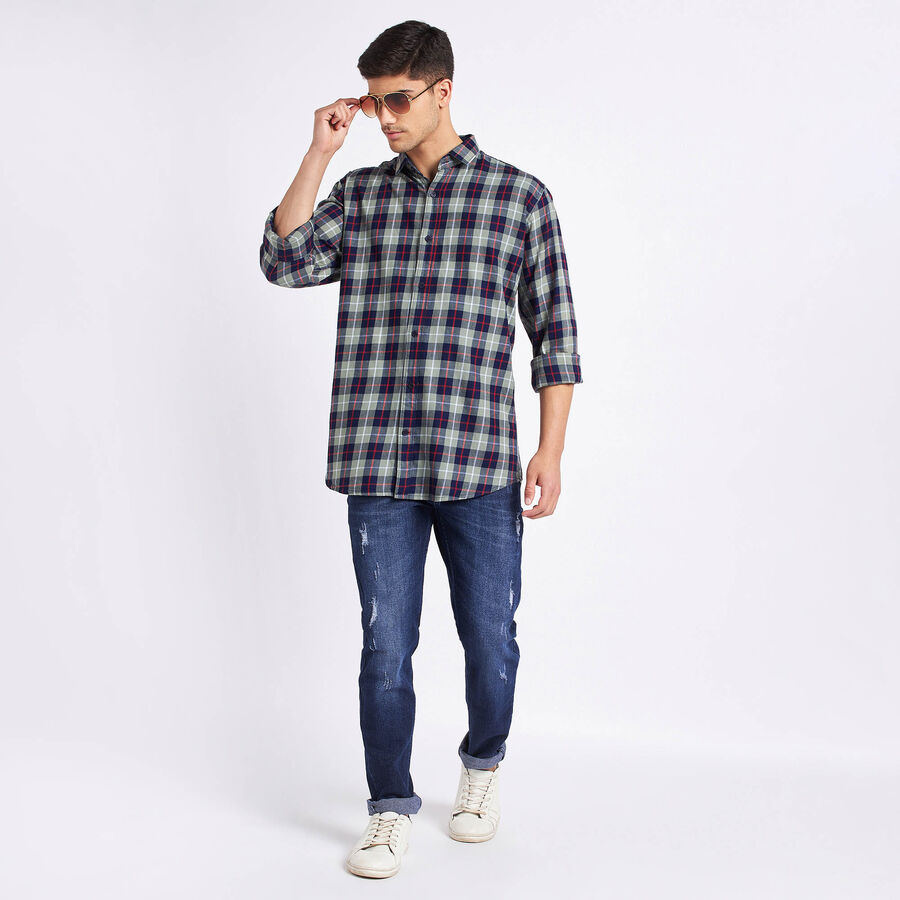 Cotton Checks Casual Shirt, Light Green, large image number null