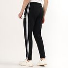 Men's Jet Black Regular Fit Side-Striped Track Pants, काला, small