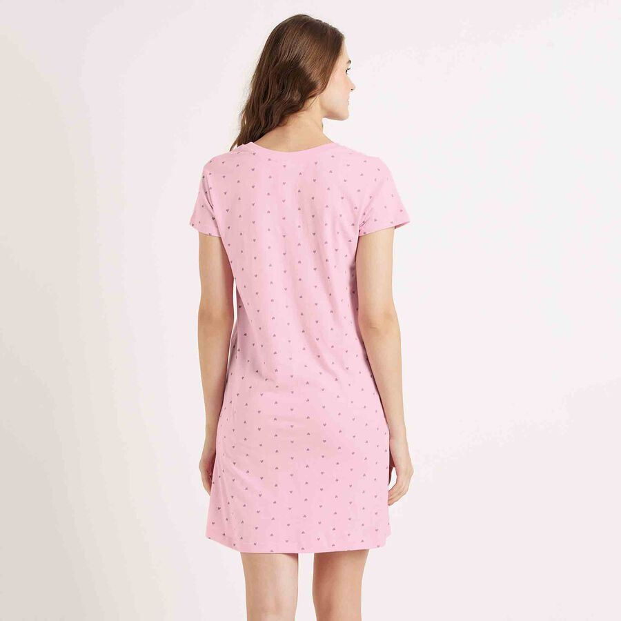 Printed Knee Length Nighty, Pink, large image number null