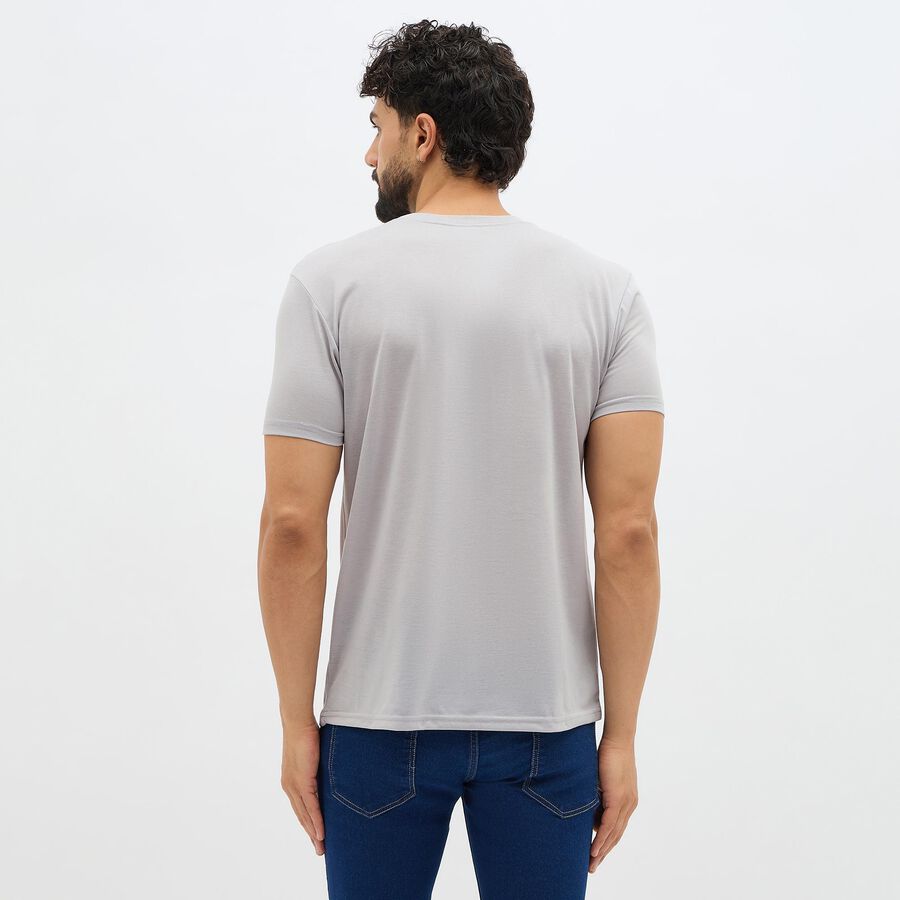 Men's Light Grey Round Neck Graphic T-Shirt, Light Grey, large image number null