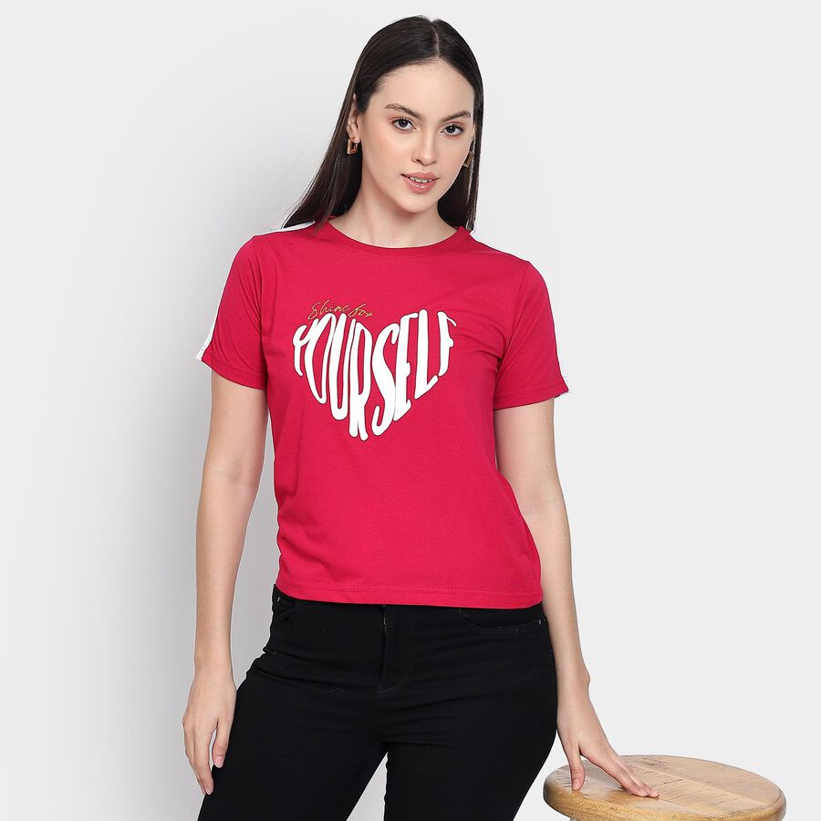 Ladies' Round Neck T-Shirt , रानी (फ्यूशिया), large image number null