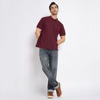 Men's Collared Half Sleeves T-Shirt, Wine, small image number null
