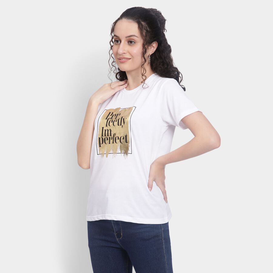 Ladies' Round Neck T-Shirt , सफ़ेद, large image number null