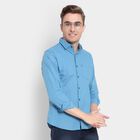 Cotton Solid Casual Shirt, Mid Blue, small image number null