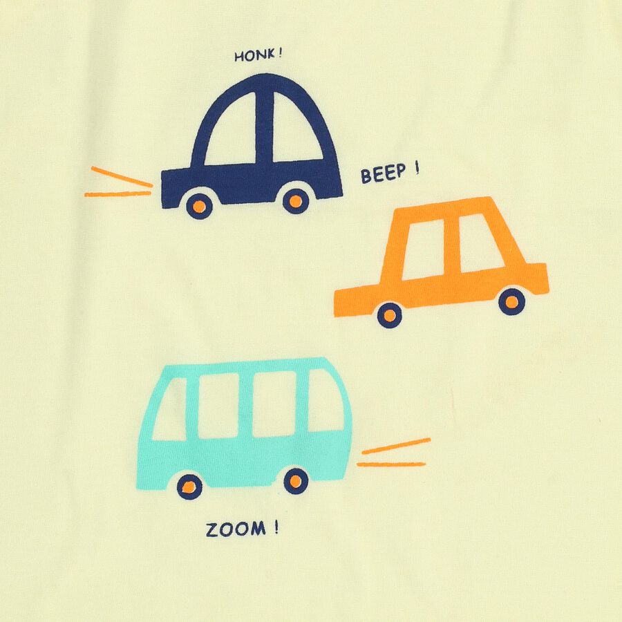 Infants' Soft Pastel Yellow Cotton Round Neck Casual Vest, Yellow, large image number null