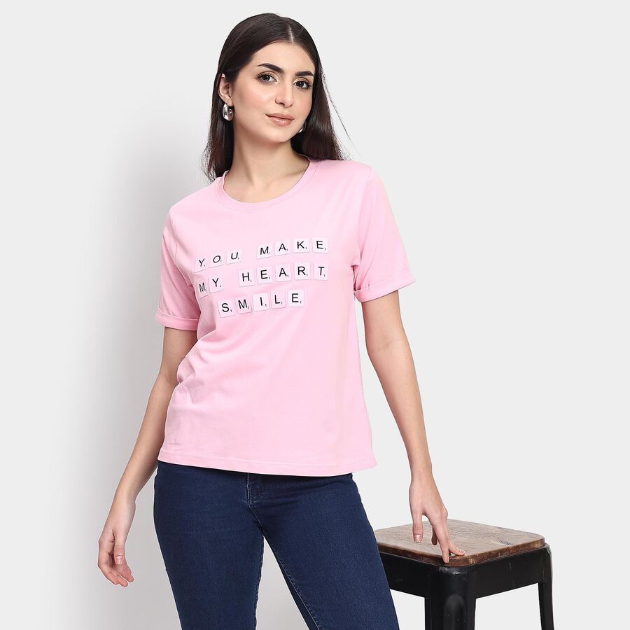 Ladies' Round Neck T-Shirt , Light Pink, large image number null