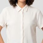 Women's White Collared Shirt, सफ़ेद, small