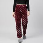 Women's Maroon Straight Fit Polka Dot Printed Pyjama, वाइन, small