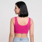 Women's Pink Scoop Neck Sports Bra, Pink, small