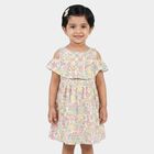 Girls' Off White Floral Printed Fit and Flare Frock, Off White, small
