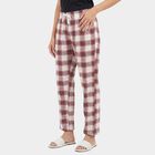 Women's Wine Straight Fit Checked Cotton Pyjama, Wine, small