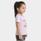Girls' Lilac Cotton Blend Round Neck Regular T-Shirt, Lilac, small