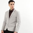 Men's Light Grey Slim Fit Single-Breasted Blazer, हल्का ग्रे, small image number null