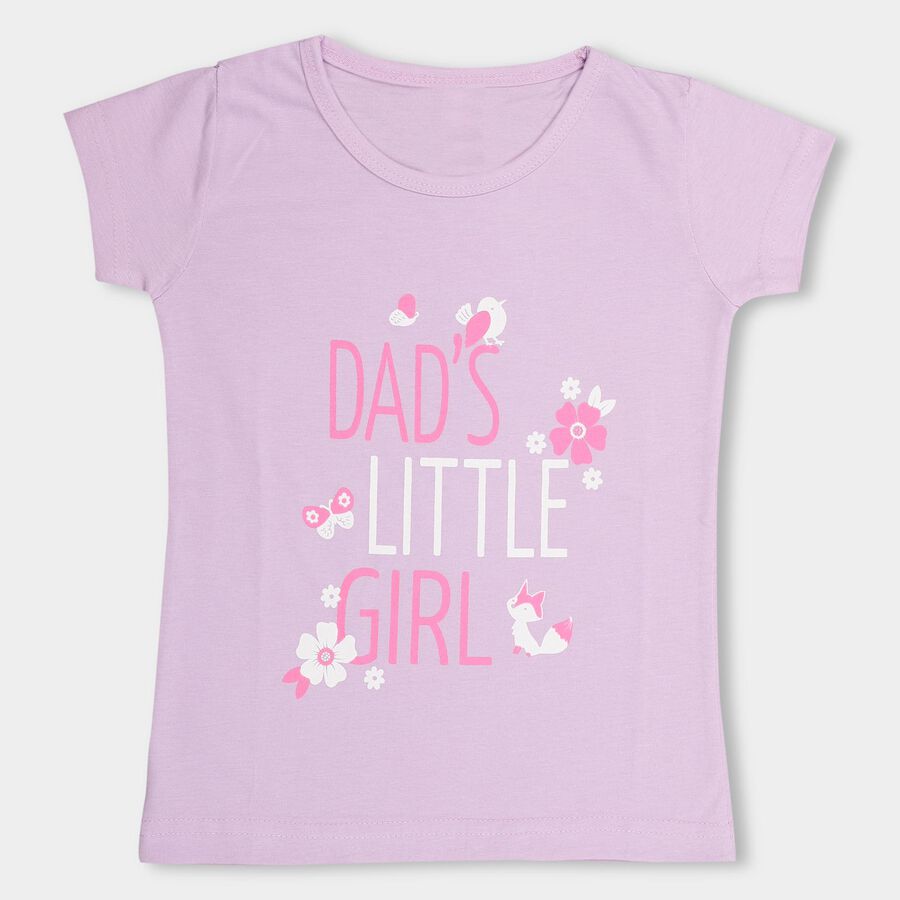 Girls' Soft Lavender Crew Neck Short Sleeve T-Shirt, Lilac, large image number null
