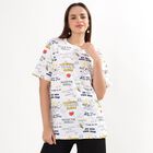 Women's White Cotton Round Neck Casual Printed T-Shirt, सफ़ेद, small image number null