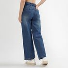 Women's Stonewashed Blue Wide Leg High Waist Jeans, Dark Blue, small image number null