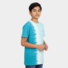Boys Aqua Cotton Round Neck Casual Boys T-Shirt, एक्वा, small