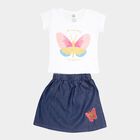 Girls Printed Skirt Top Set, White, small image number null