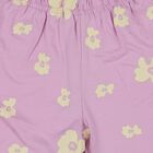 Girls' Lilac Floral Elastic Waist Shorts, Lilac, small