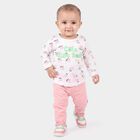 Infants Pink and White Cotton Round Neck Lounge Set Hipster Set, Pink, small