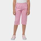 Girls' Light Pink Regular Fit Cotton Blend Capri, Light Pink, small