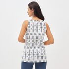 Women's Bright Snow White Cotton Round Neck Floral Printed Kurti, White, small image number null
