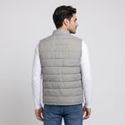 Men's Grey Stand Collar Puffer Jacket, Light Grey, small