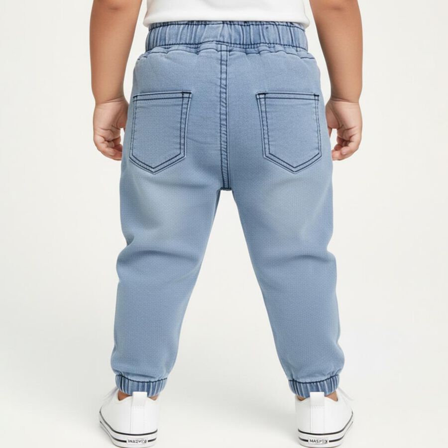 Infant Light Blue Regular Fit Embroidered Jeans, Dark Blue, large image number null