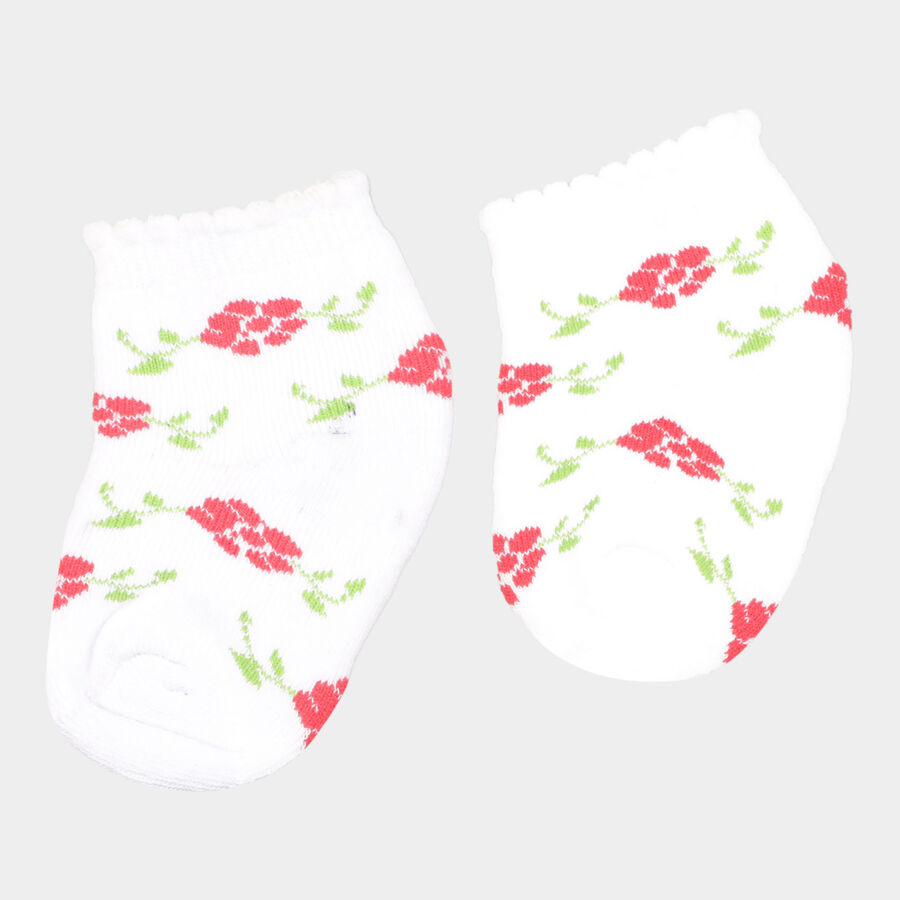 Infants Cotton Stripes Socks, Red, large image number null